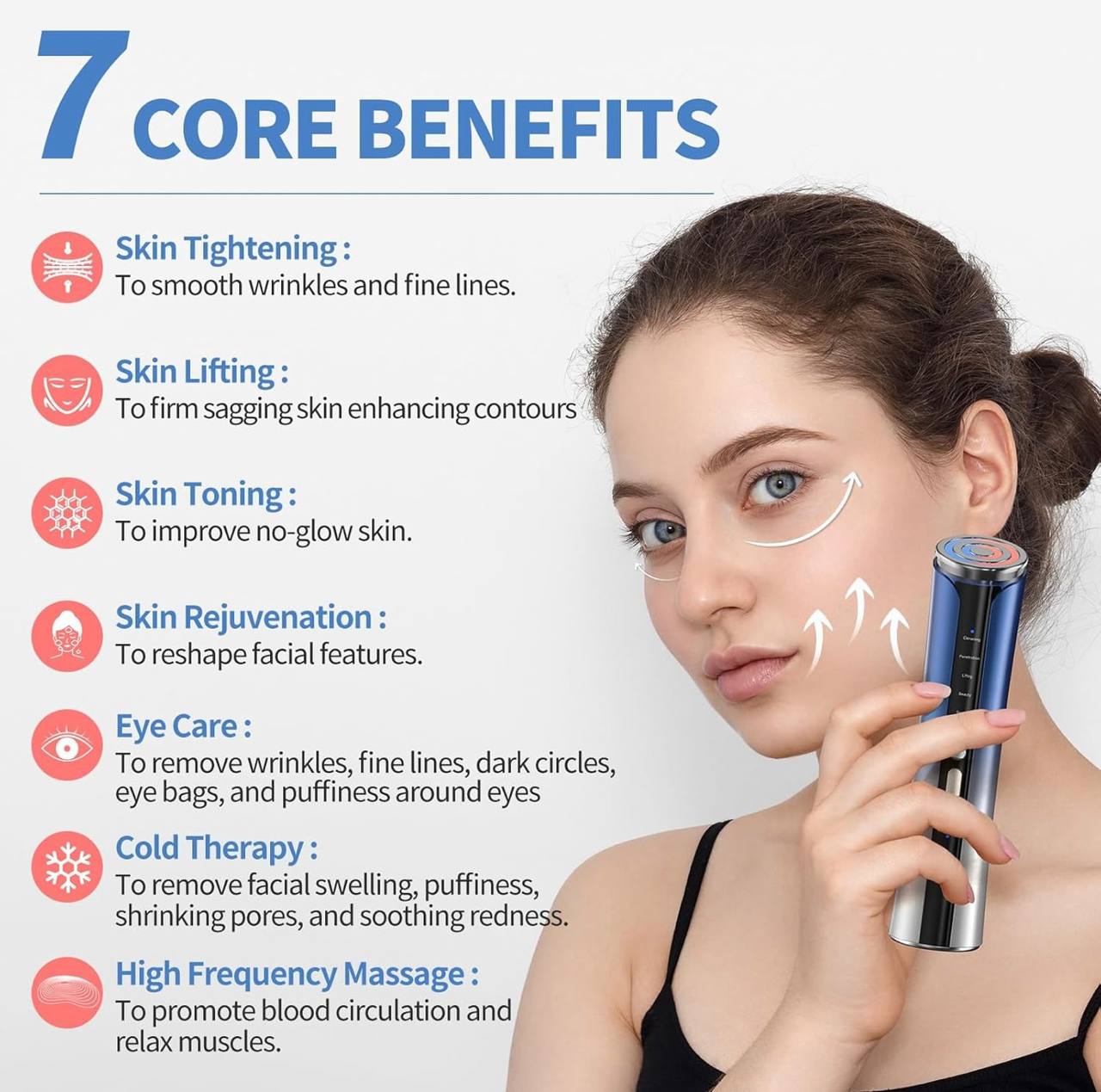 6-in-1 Microcurrent Facial Device - Glow-Boosting Massager for Face Skin Rejuvenation